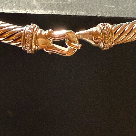 David Yurman Buckle Classic Cable Bracelet Sterling Silver w/Diamonds, 5mm - Picture 4 of 6